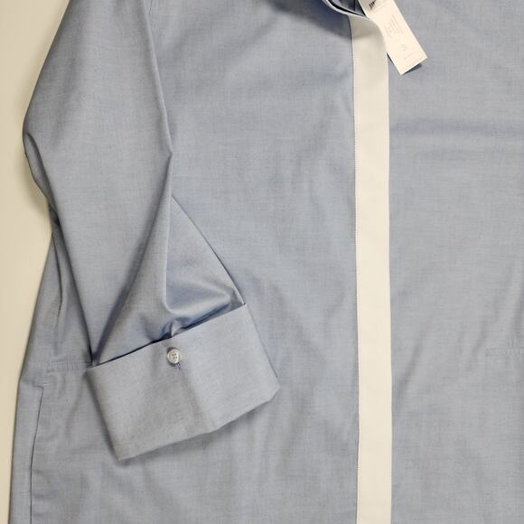 Chico’s No Iron Blue Tunic Blouse Contrast Trim Size 3 (16/18) NWT - Picture 8 of 9